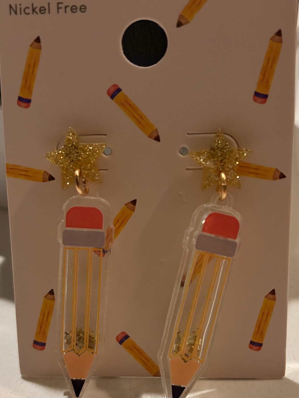 Target Gold Star Pencil Drop Earrings - Pink/Gold